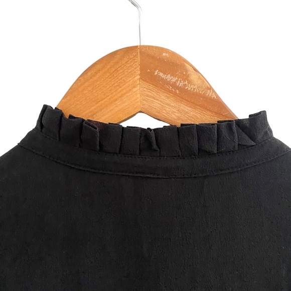 J. Crew Black Silk Pintuck Pleated Ruffle Dress Size 4 - Picture 8 of 10